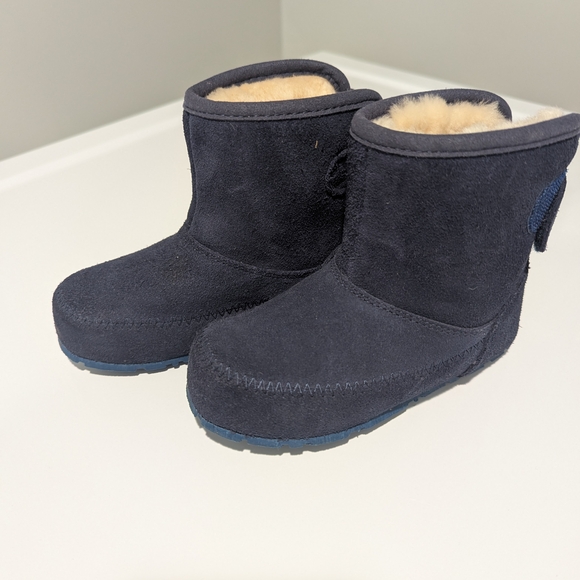 LL.Bean Toddler's Navy Suede Shearling Boots - Picture 1 of 5